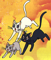 Artemis, Diana, and
         
Luna as cats